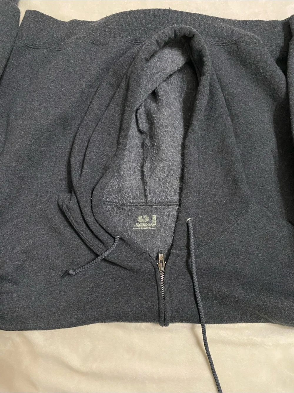 Fruit of the Loom Black Full-Zip Hoodie with Sherpa Lining